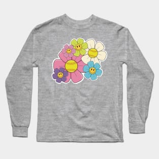 Groovy Softball Flowers Long Sleeve T-Shirt